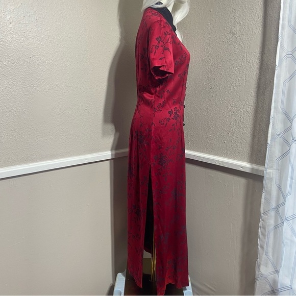 Vintage Sheri Martin Cheongsam Qipao Robe Jacket Collar Red Black Size 12 - Picture 3 of 12